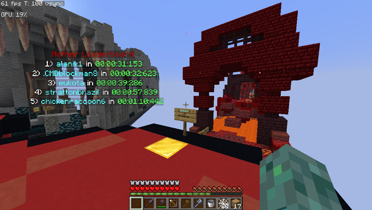 Beginning of the Nether course in the Biome Run